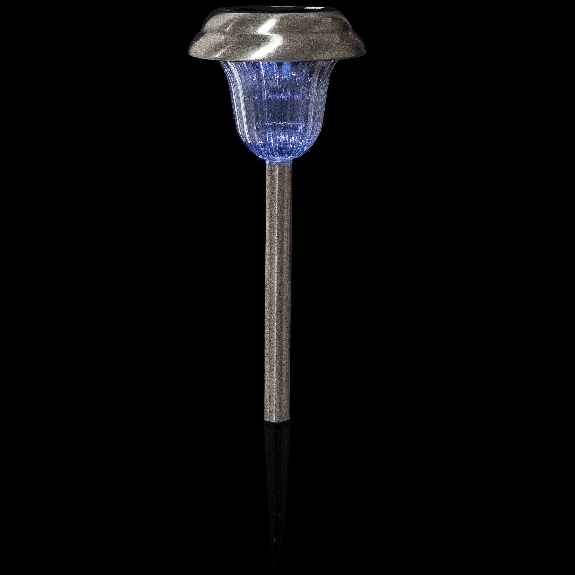 15" Silver Solar Powered Stainless Steel LED Pathway Markers, 4ct.